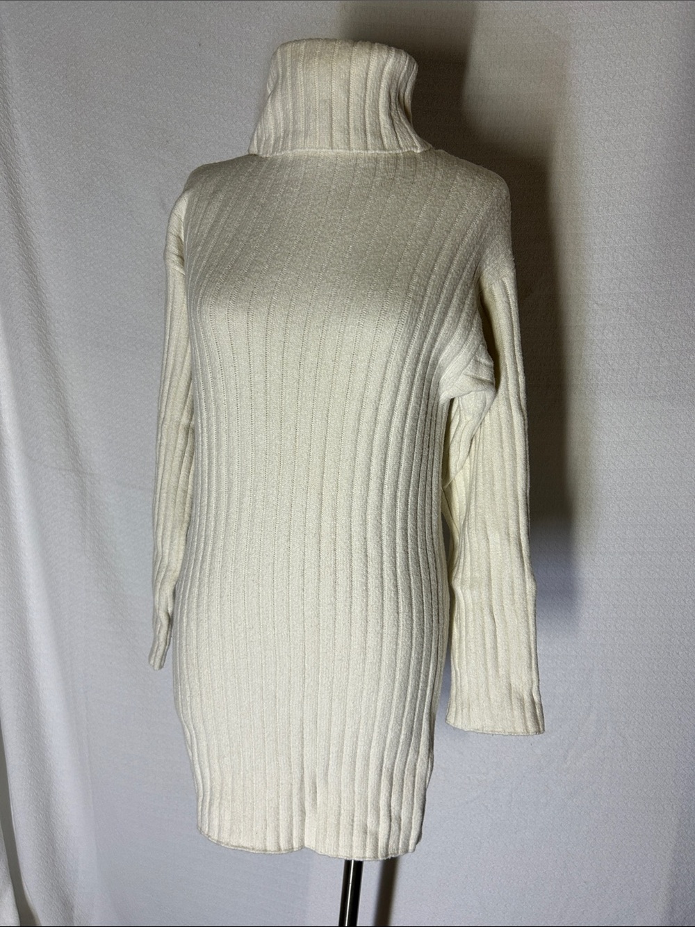 Abercrombie & Fitch Cream Ribbed Turtleneck Sweater Dress